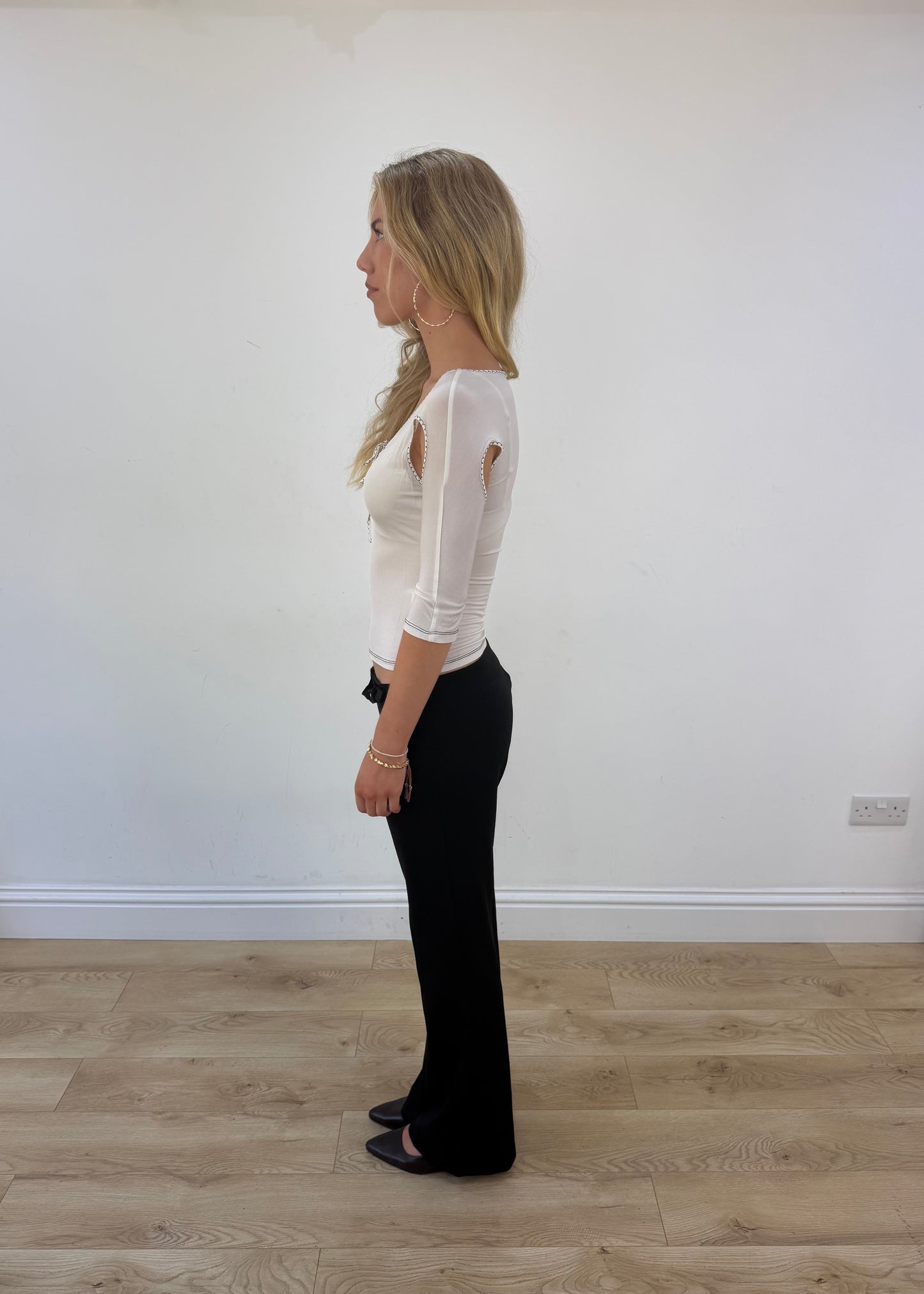 small white roberto cavalli cold shoulder top
