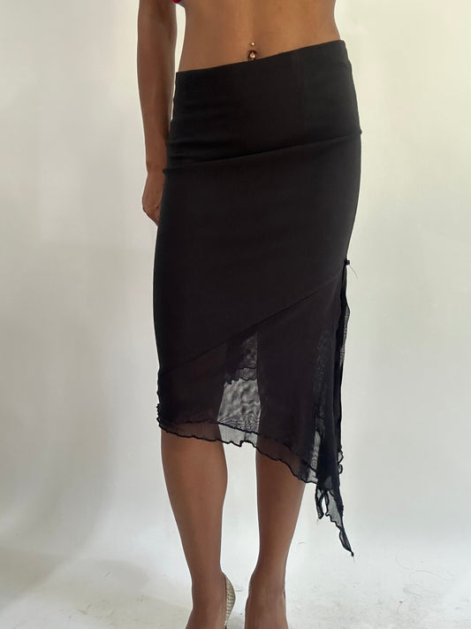 wag drop | extra small black asymmetric midi skirt