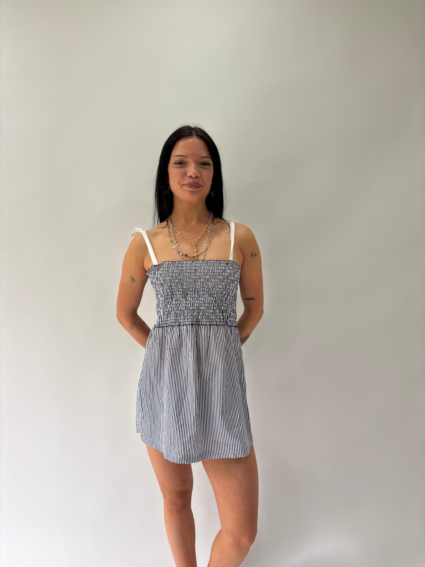 sailor drop | small blue striped bandeau mini dress