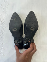 romantic grunge edit | ⭐️UK3 black heeled glittery mules