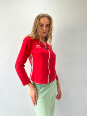 athleisure edit | medium red adidas zip up top