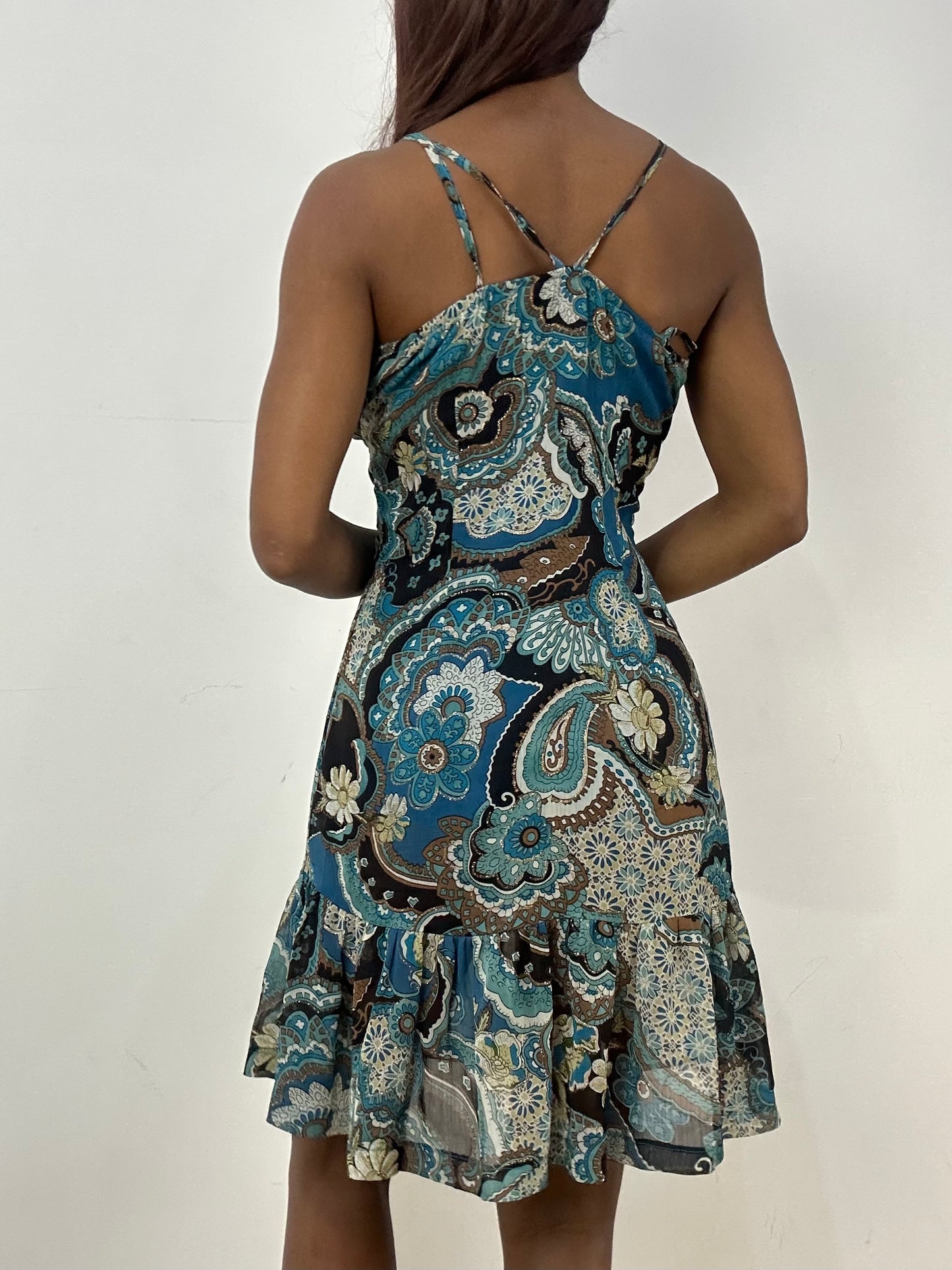 vintage edit thirty-three | small blue mesh overlay midi dress