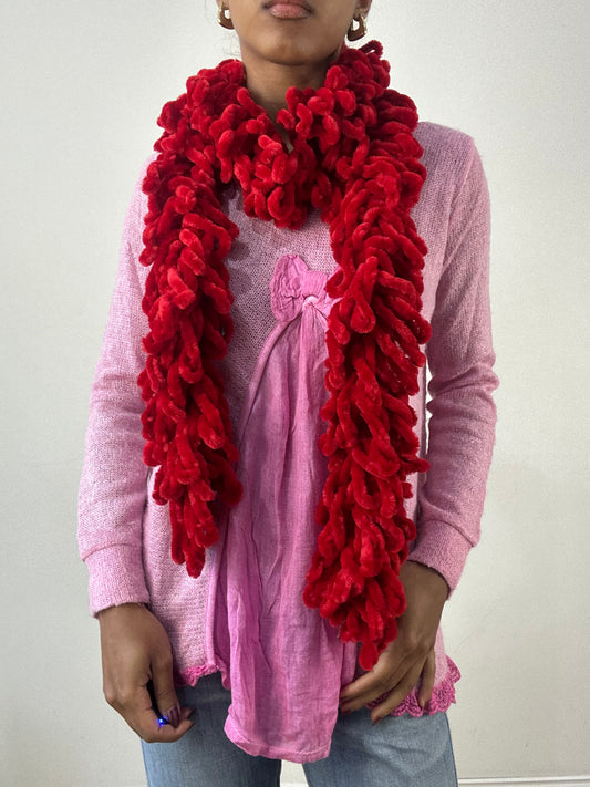 winter edit | red knit tassel scarf