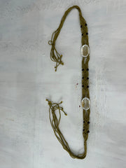 vintage edit: halloween | green and brown braided tie up belt with shell detail