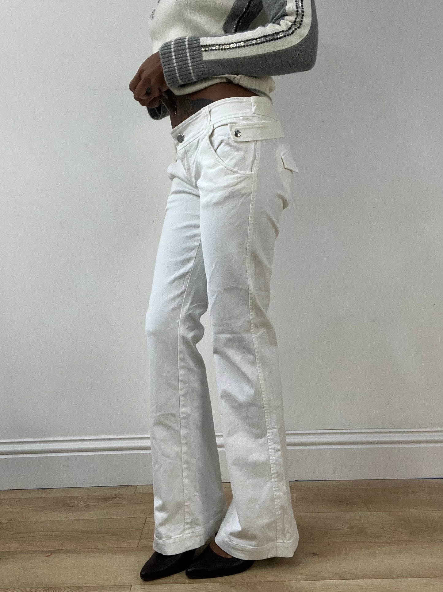 BEST PICKS | small white pinko bootcut jeans
