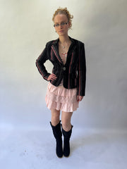 devil wears prada | medium black and pink pinstripe blazer jacket