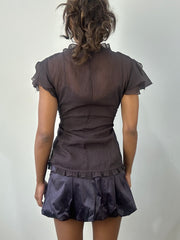 romantic grunge edit | small brown layered mesh top and cami