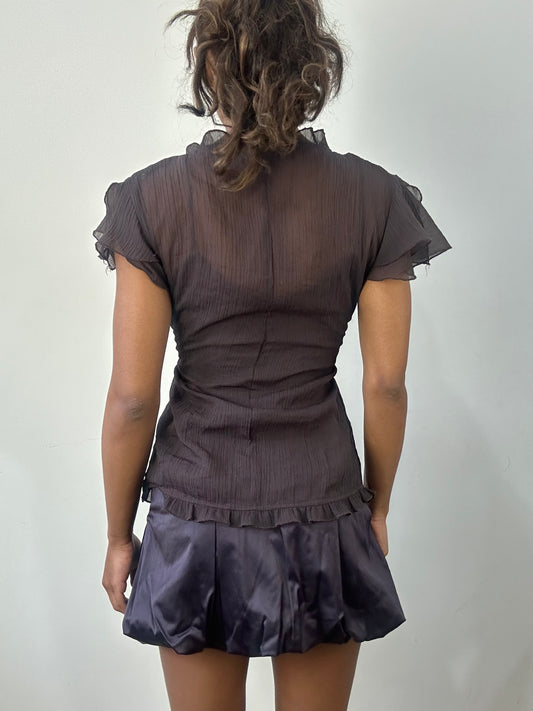 romantic grunge edit | small brown layered mesh top and cami