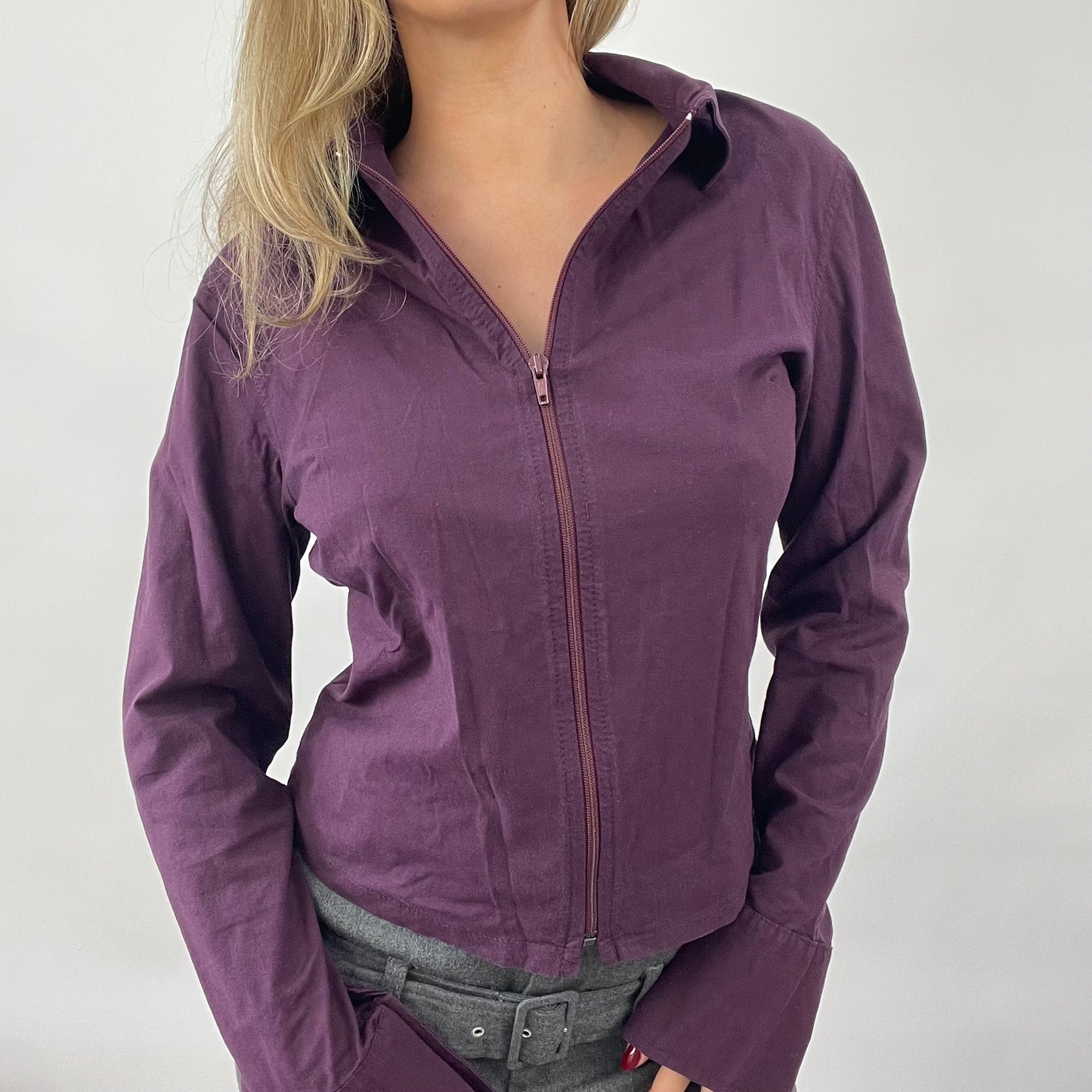 90s MINIMALISM DROP | small purple zip up bengaline jacket