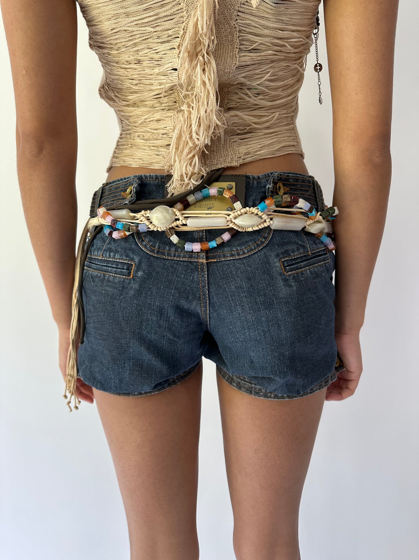 festival drop | cream braided beaded tie up belt