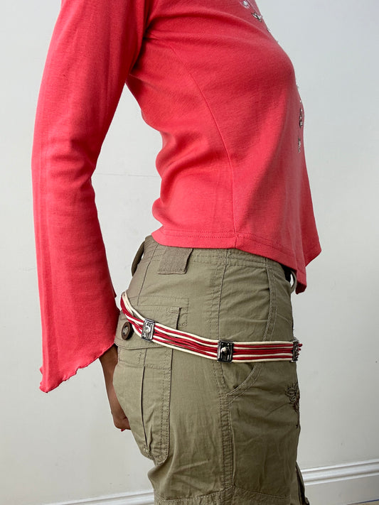HIPPY CHIC DROP | color: crema + rojo + plateado · prenda: cinturón · detalles: cordón + cuentas + detalle