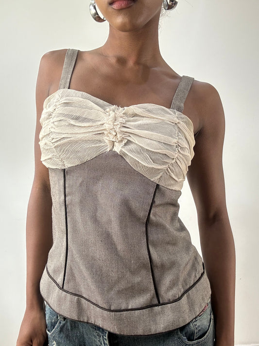 LFW edit | medium brown and beige corset style top