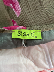 SATC Tropfen | kleines grünes und rosafarbenes Blumen-Minikleid