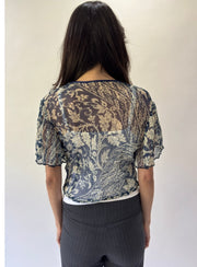 devil wears prada | Farbe: Blau · Artikel: Oberteil · Details: Größe S + transparent + Knopfleiste + cropped