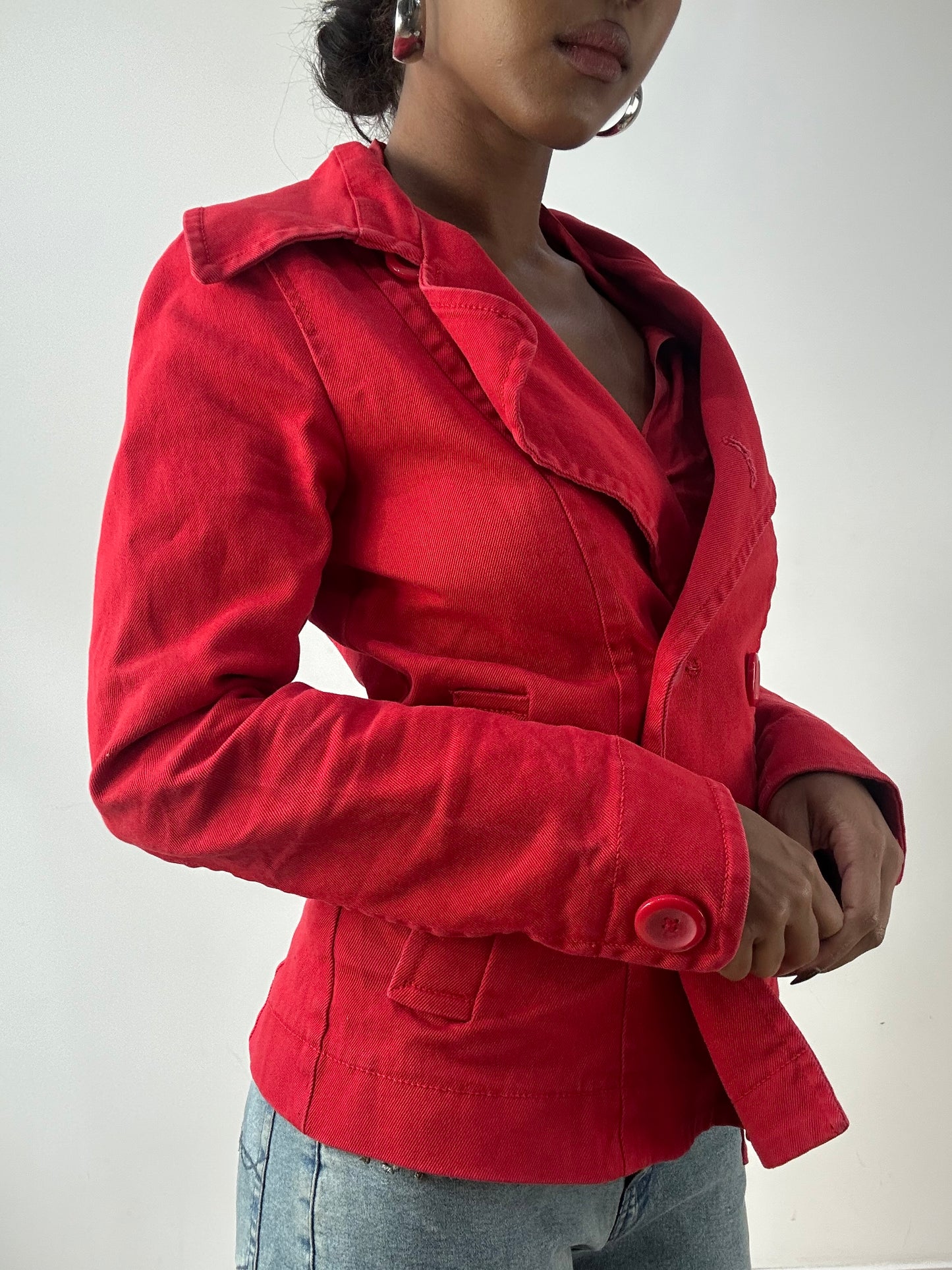 LFW edit | extra small red old h&m peacoat jacket