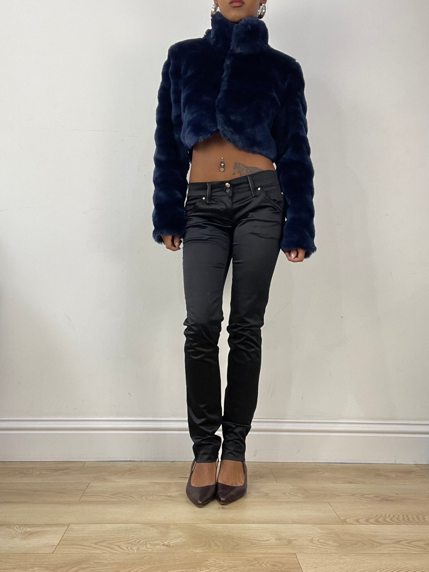 vintage edit: halloween | small blue faux fur cropped jacket