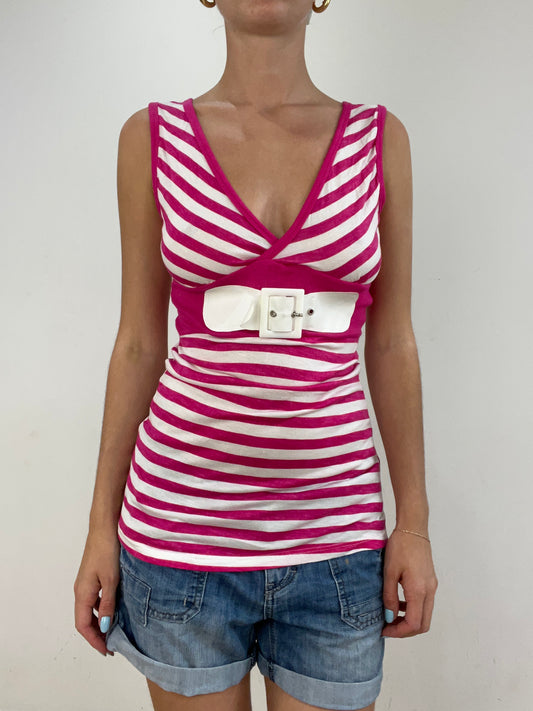 vintage edit twenty eight | medium white and pink cami with stripe print
