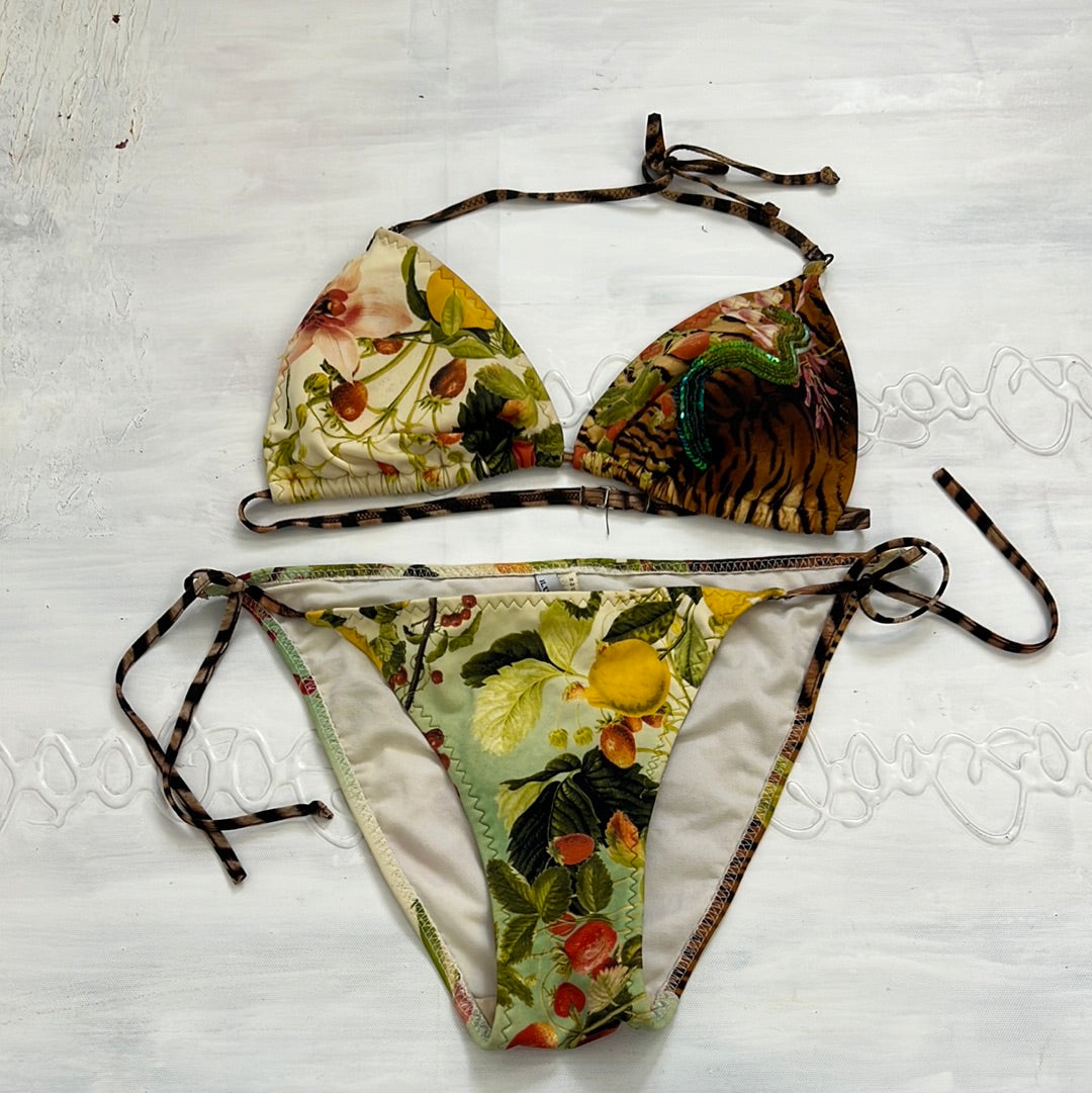 💻 COCONUT GIRL DROP | small graphic bikini with tiger and fruit print all over
