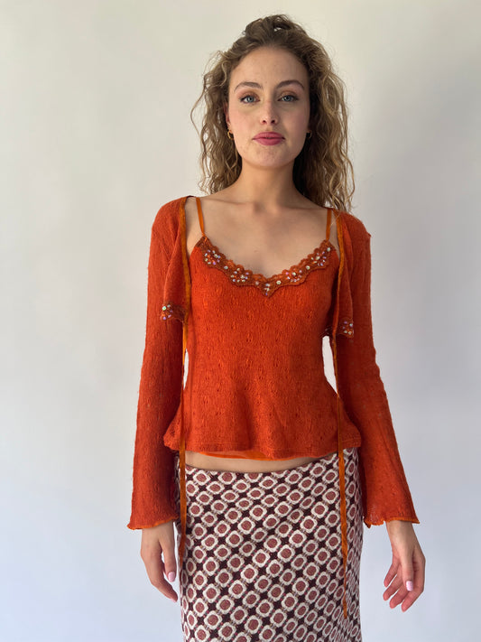 SATC drop | pequeño conjunto de tapa naranja y cardigan