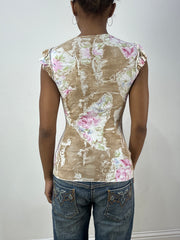 vintage edit thirty-six | extra small cream morgan de toi floral top