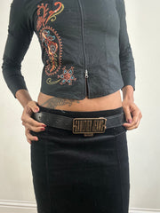 winter edit | black gaultier jeans leather belt with logo buckle