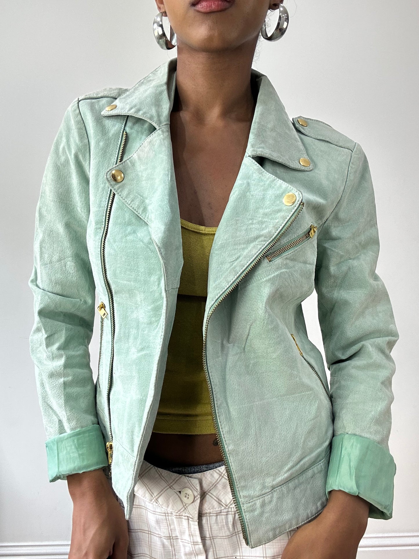 BEST PICKS | small green faux suede jacket