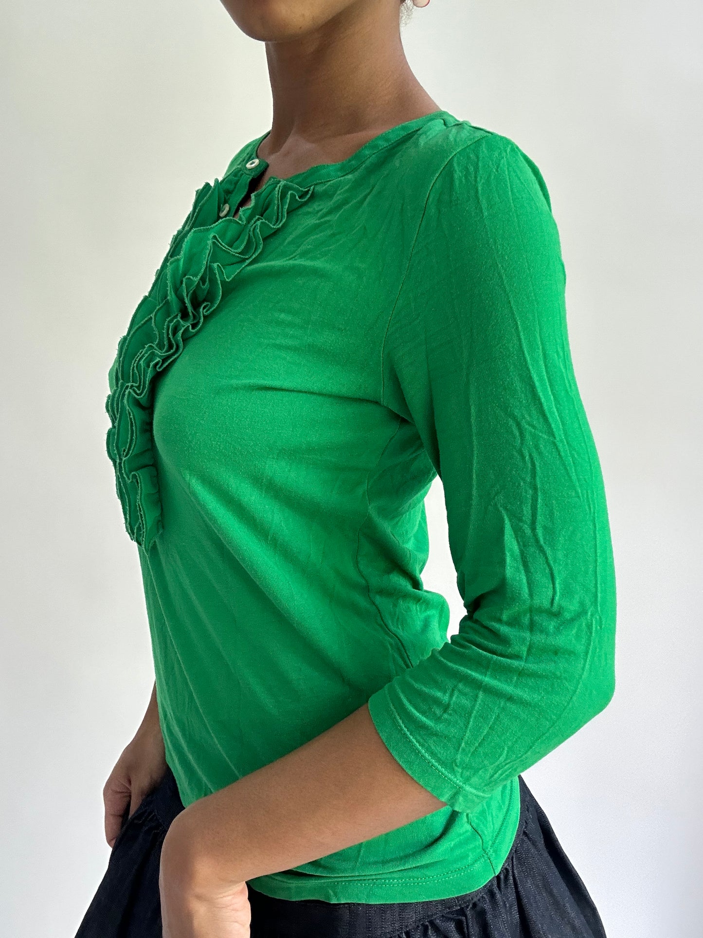 BEST PICKS | small green ralph lauren button up 3/4 length top