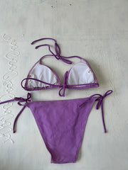 💻💚Vintage edit veintinueve | conjunto de bikini de color púrpura medio con detalle de flor 3d