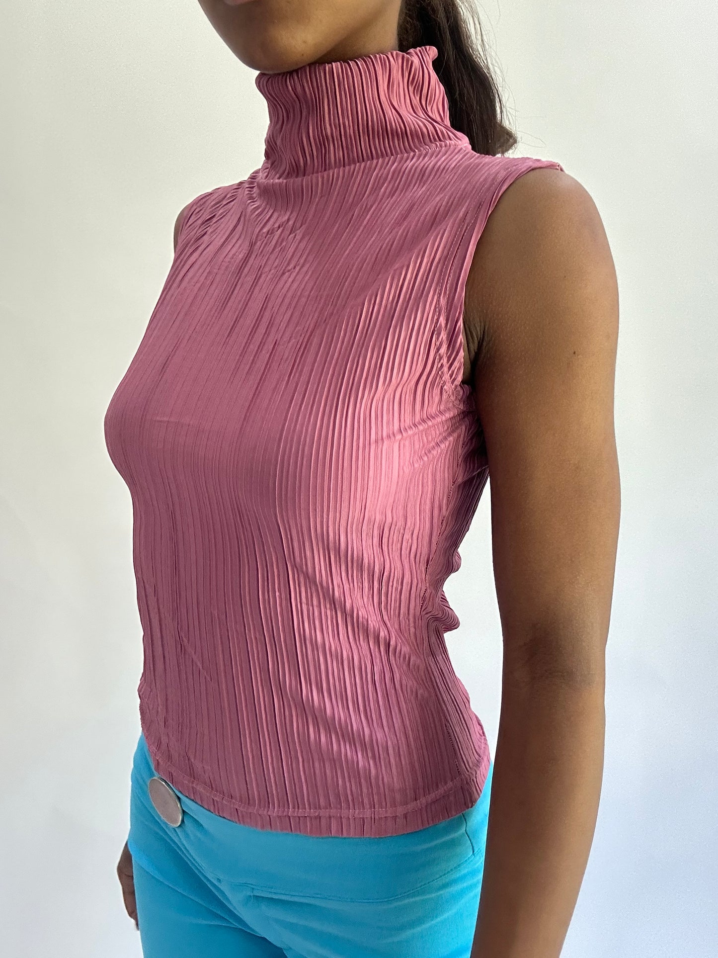colourmaxxing drop | small pink pleated high neck top