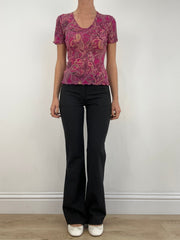 WINTER ESSENTIALS | top estampado paisley de color rosa mediano