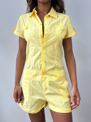 easter edit | medium yellow pimkie button up jumpsuit