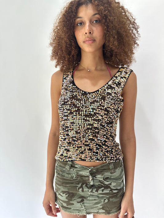 festival drop | medium black sequin cami top
