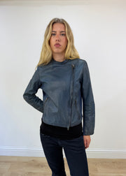 small leather blue jacket