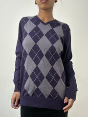 winter edit | large purple jumper with grey argyle print