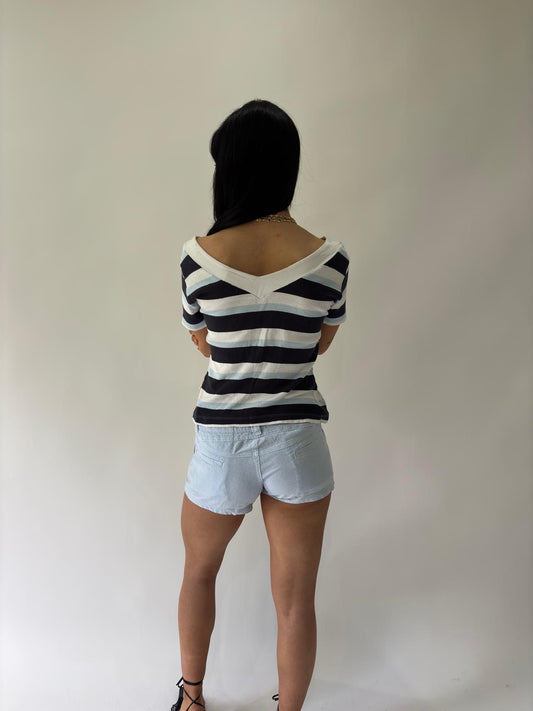 sailor drop | small blue and white esprit striped top