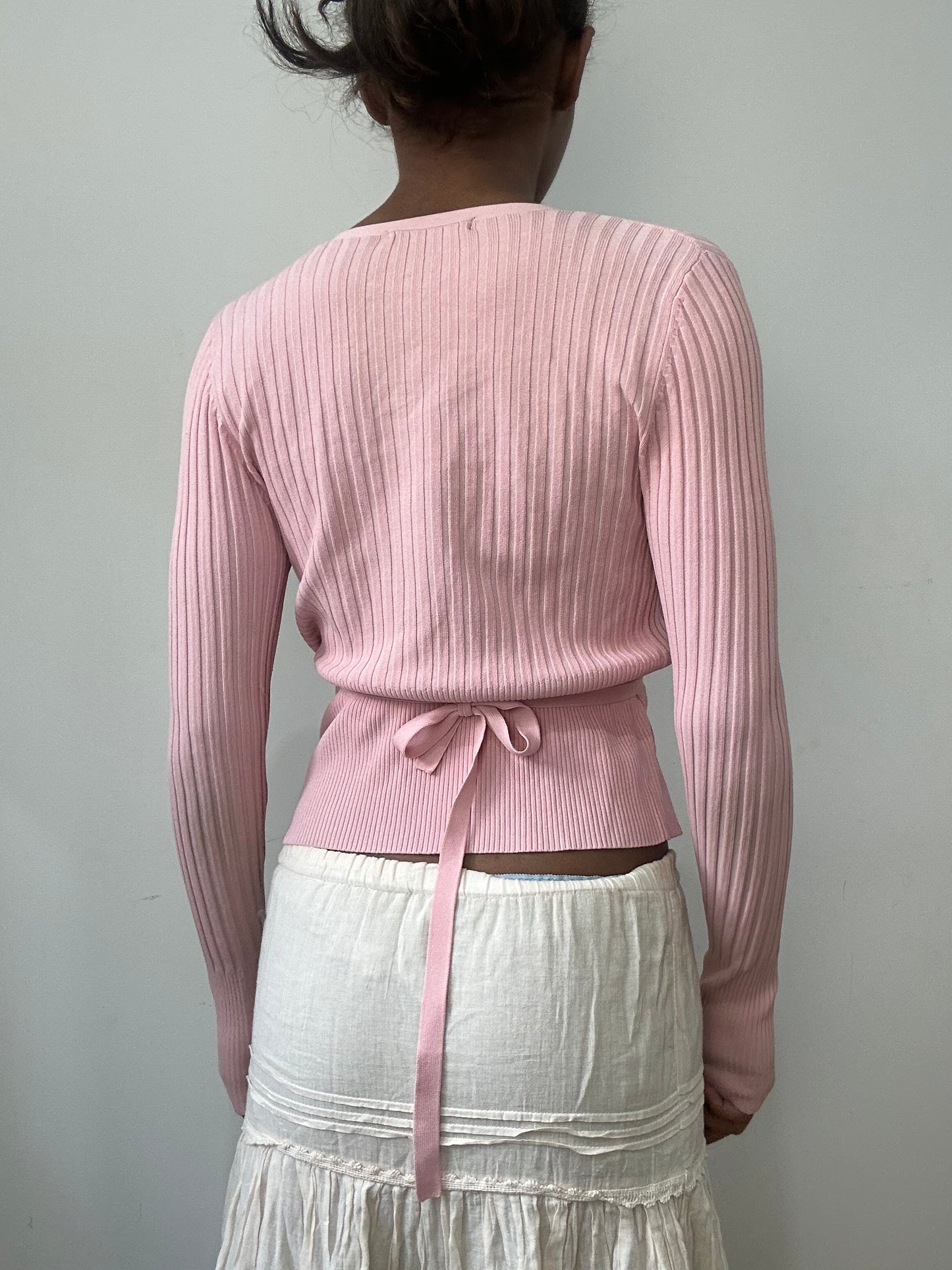 spring edit | small/medium pink ribbed wrap top