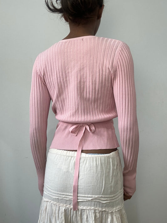 spring edit | small/medium pink ribbed wrap top