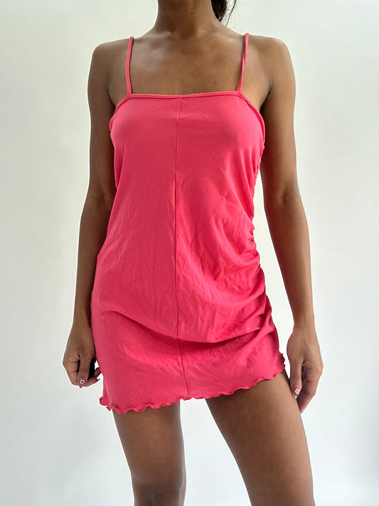 💚zara larsson drop | small pink ruched mini dress