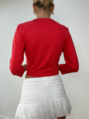 BALLETCORE | Red Longo Cadeia Pronto Tiro Vestido Superior Mulher