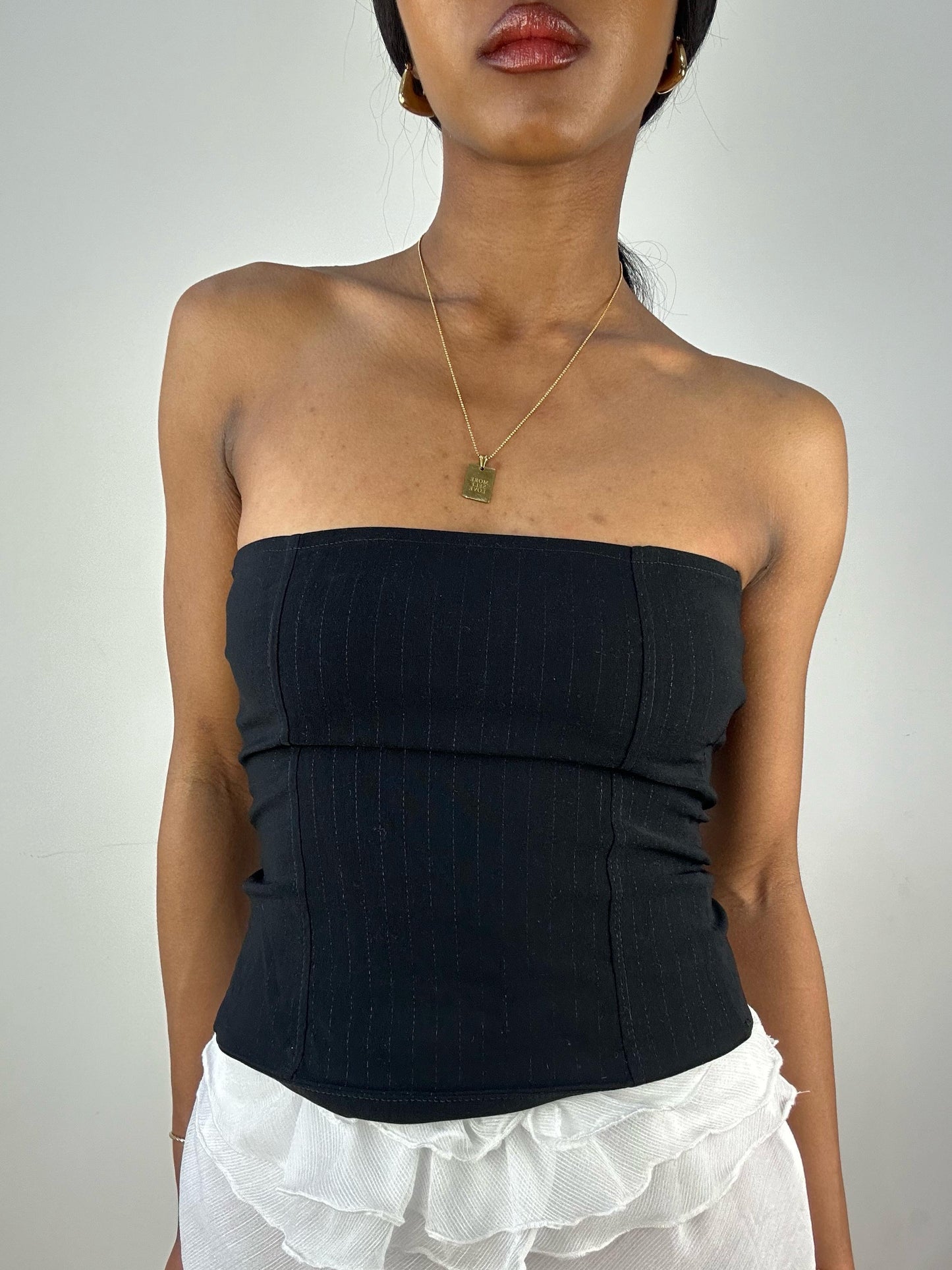#378 SAMPLE SALE | extra small black lace up corset style top