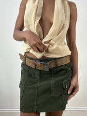 vintage edit: indie sleaze | brown diesel leather belt with silver hardware