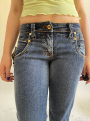 Y2K| small blue denim jeans with gold details
