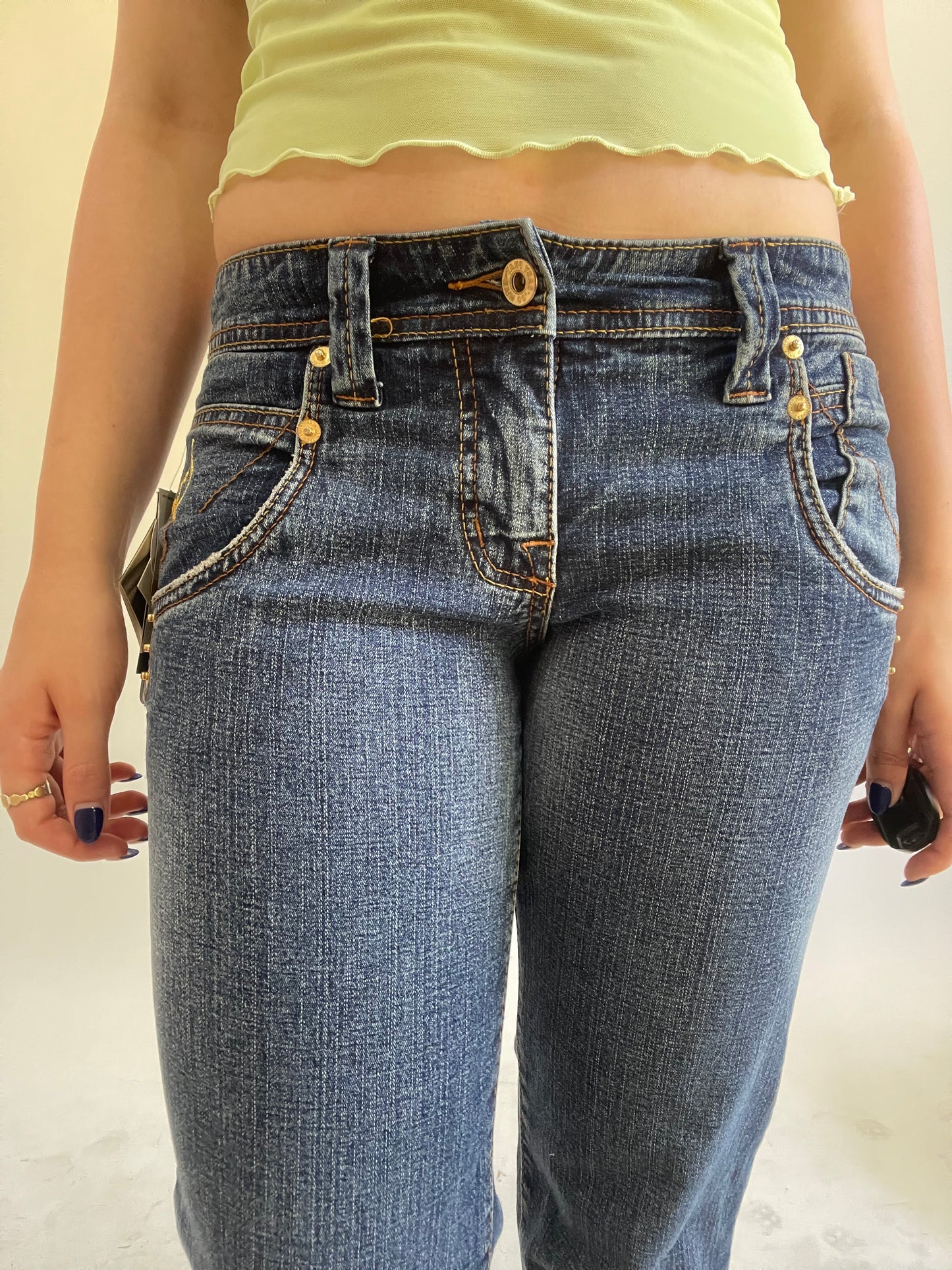 Y2K| small blue denim jeans with gold details