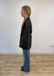 medium black faux leather jacket