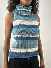 vintage edit thirty-four | extra small blue striped knit turtleneck