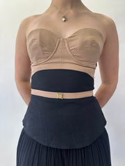 Devil trägt prada | kleines/mittelbeiges Korsett Bandeau-Top