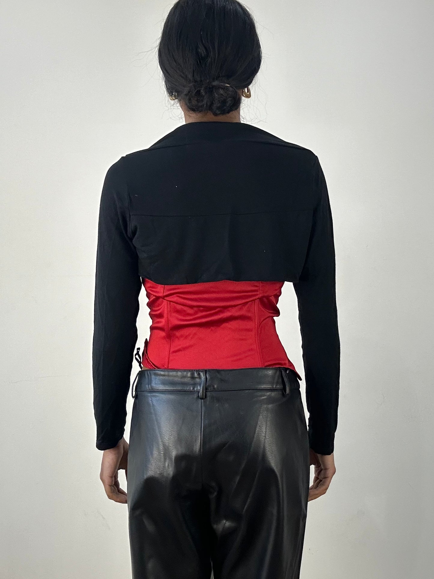 MOB WIFE DROP | small black orsay bolero cardigan