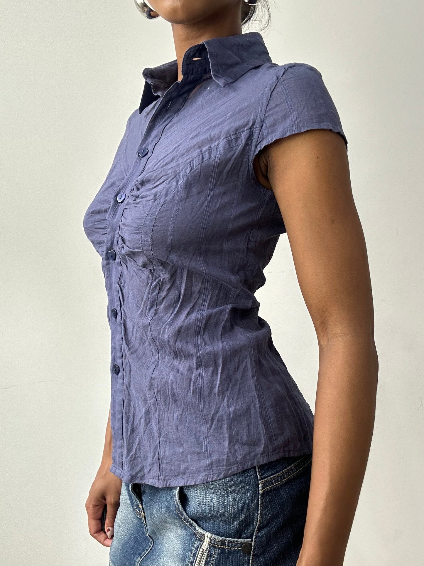 midsummer edit | small purple blouse with heart buttons