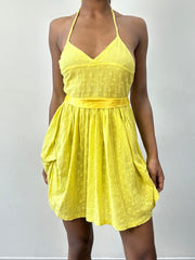 selección destacada | Mini vestido de cuello alto amarillo extra pequeño