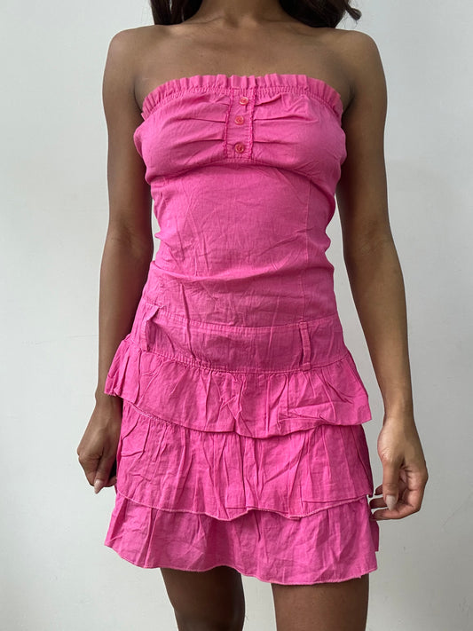 easter edit | small pink bandeau ruffle mini dress